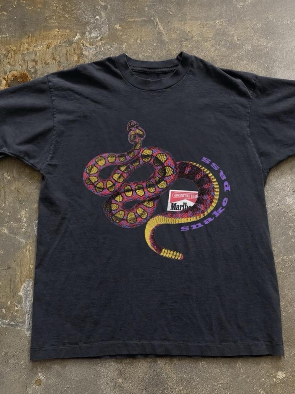 Marlboro Black Tee with Purple & Yellow Snake Graphic Tee